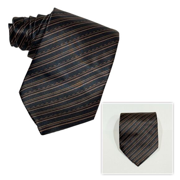 Mens 100% Silk Striped Neck Tie Formal Wear - Picture 1 of 15